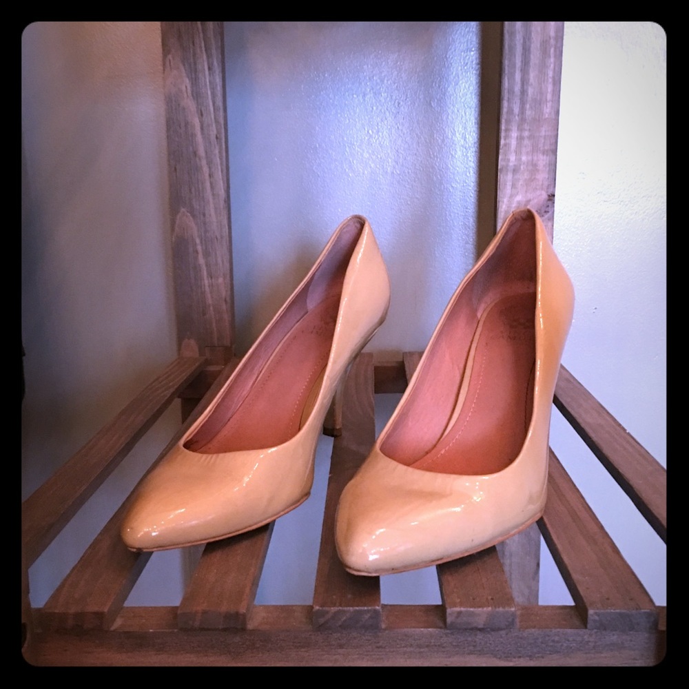 Neutral patent leather Vince Camuto heels.